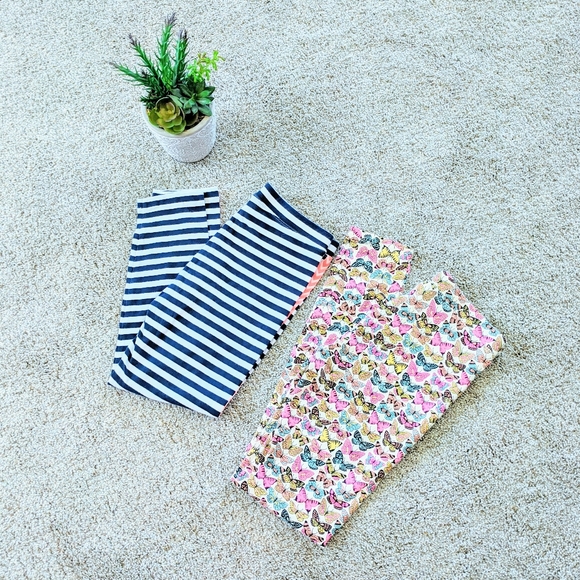 ⭐Lot of 2 J.Crew Crewcuts Leggings butterflies and stripes⭐ - Picture 4 of 7